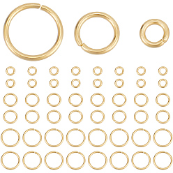 Настоящее золото 18K 304 кольца прыжок из нержавеющей стали, открытые кольца прыжок, металлические разъемы для поделок ювелирных изделий и брелков, реальный 18 k позолоченный, 4~8x0.8 мм, внутренний диаметр: 2.4~6.4 мм, 1000 шт / комплект