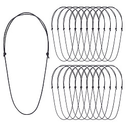 Черный 30 шт. 1.5 мм регулируемый полиэстеровый шнур для изготовления ожерелий, чёрные, 20.87~28.11 дюйм (53~71.4 см)