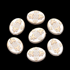 Marfil Cuentas de perlas de imitación de plástico abs, metal dorado enlaced, trébol ovalado y de tres hojas, blanco cremoso, 15.5x13x5.5 mm, agujero: 1.8~2 mm, Sobre 862 unidades / 500 g