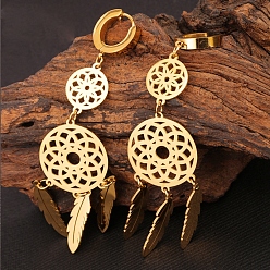 Золотой Плетеная паутина 304 серьги-кольца из нержавеющей стали, золотые, 75x20 мм