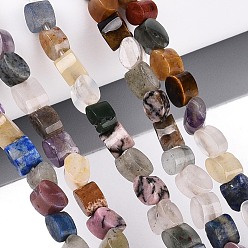 Смешанные камни Природных драгоценных камней смешанного бисер нитей, Плоско-овальные, смешанные окрашенные и неокрашенные, 5~6.5x3~3.5x3~3.5 мм, отверстие : 0.6~1 мм, около 79~92 шт / нитка, 14.57~15.75'' (37~40 см)