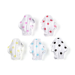 (52) Непрозрачная лаванда Печатные прозрачные акриловые бусины, рыба в горошек, разноцветные, 16.5x12.5~13x8 мм, отверстие : 2.2 мм