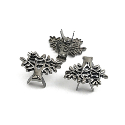 Черный Цвет Металла Застежки с орнаментом из цинкового сплава, застежка для изготовления кошелька, металлический черный , 22x26 мм, внизу: 6 мм шириной.