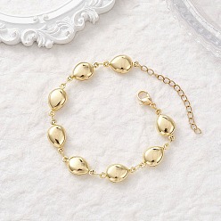 Золотой 304 Браслеты из нержавеющей стали в форме капли с звеньями для женщин, золотые, 6.97 дюйм (17.7 см)