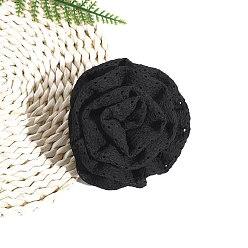 Черный Ткань с пластиковыми заколками для волос, цветок, чёрные, 95 мм