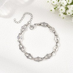 Stainless Steel Color Stainless Steel Oval Link Chain Bracelets for Women, Stainless Steel Color, 7.28 inch(18.5cm)