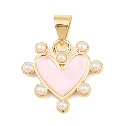 Сердце Латунь эмаль подвески, пищевые чары, золотые, сердце, 15x16x3 мм, отверстие : 5 мм