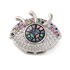 Платина Латунные микро проложить кубического циркония слайд прелести, глаз, платина, 17x20x6 мм, отверстие : 3x2 мм