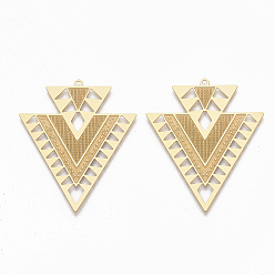 Золотой 304 подвески из нержавеющей стали, треугольные, золотые, 45x38x0.5 мм, отверстие : 1.6 мм