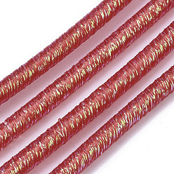 Crimson PVC Tubular Synthetic Rubber Cord, Hollow Pipe, with Glitter Powder, Crimson, 4mm, Hole: 1.8mm, about 54.68 yards(50m)/bundle
