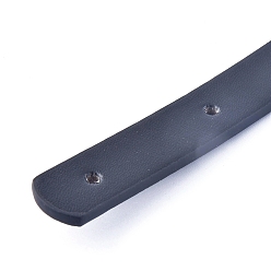 Black PU Leather Bag Handles, with Iron Rivets, for Purse Handles Bag Making Supplie, Black, 60x1.85x0.35cm, Hole: 3mm