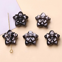 Обсидиан Бусины из натурального серебряного обсидиана, звезда с бантовыми бусинами, 16.5x16.5x12 мм