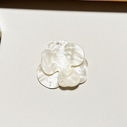 Морская Ракушка 3 подвески из акрила с цветочным узором, цвет морской раковины, 41x42.5x9.5 мм, отверстие : 2 мм