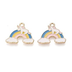 Единорог Золотой сплав с подвесками из эмали, подвески на тему радужного флага гордости, единорог, 20x17 мм