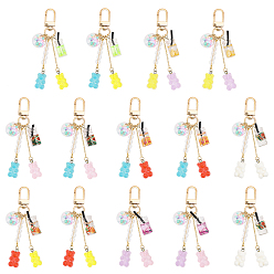 (52) Непрозрачная лаванда 2 наборы медведя смоляной подвески украшения, с фруктовым чаем и стеклянным шаром, для брелка, кошелек, украшение для рюкзака, разноцветные, 102 мм, 7 шт / комплект