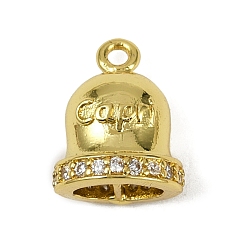 Настоящее золото 18K Латунные микро проложить кубического циркония подвески, колокол прелести, долговечный, без кадмия и без свинца, стойки покрытие, реальный 18 k позолоченный, 12.5x10x8 мм, отверстие : 1.5 мм