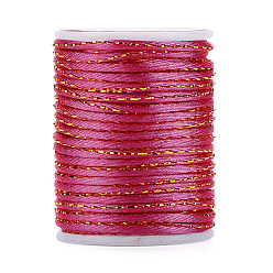 Фламинго Полиэфирного корда, с золотой металлической нитью, китайский вязать шнур, фламинго, 1.5 мм, около 4.37 ярдов (4 м) / рулон