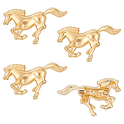 Golden 4Pcs Horse Alloy Brooch, Exquisite Lapel Pins for Men Women, Golden, 24.5x42.5mm