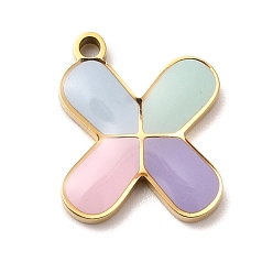 Letter X 304 подвески из нержавеющей стали, с эмалью, ионное покрытие (ip), реальный 18 k позолоченный, Письмо X, 15x12.5x2 мм, отверстие : 1.5 мм