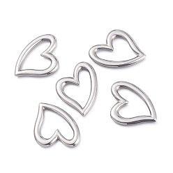 Stainless Steel Color Tarnish Resistant 304 Stainless Steel Linking Rings, Heart, Stainless Steel Color, 39x28.5x3mm, Inner Diameter: 29x18.5mm