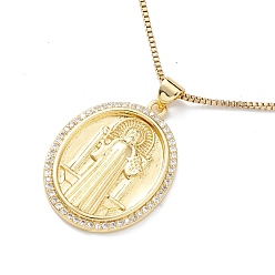 Oval Ожерелье с кулоном из прозрачного кубического циркония, золотые украшения 304 из нержавеющей стали для женщин, овальные, 16.34 дюйм (41.5 см), Кулон : 30x22x2.5 мм