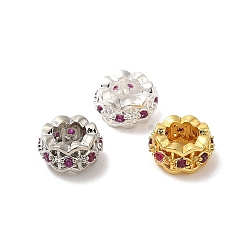 (52) Непрозрачная лаванда Стойки обшивки латунь кубического циркония европейский шариков, бусины с большим отверстием, долговечный, без свинца и без кадмия, рондель, разноцветные, 8x4 мм, отверстие : 4 мм