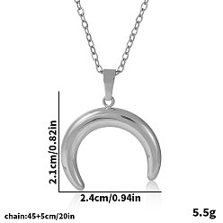 Серебро 304 подвеска в виде двух рогов из нержавеющей стали, женская мода, минималистичный дизайн ювелирных изделий, серебряные, 17.72 дюйм (45 см)