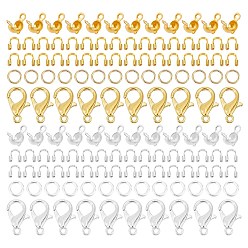 Platinum & Golden DIY Jewelry Making Finding Kit, Including Brass Wire Guardians & Bead Tips & Jump Rings, Alloy Clasps, Platinum & Golden, 780pcs/box