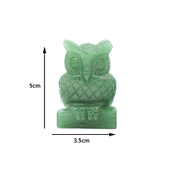 Зеленый Авантюрин Резные фигурки целебной совы из натурального зеленого авантюрина, Украшения из камня с энергией Рейки, 50x35 мм