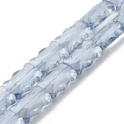 Стально-синий Стеклянные бусины с гальваническим покрытием , прямоугольные, гальваническое покрытие, граненые, стальной синий, 12.5x8x5.5 мм, отверстие : 1.2 мм, около 32 шт / нитка, 15.98 дюйм (40.6 см)