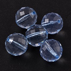 Светло-Синий Прозрачные акриловые бусины, граненые круглые, голубой, диаметром около 22 мм , отверстие : 3 мм, Около 82 шт / 500 г