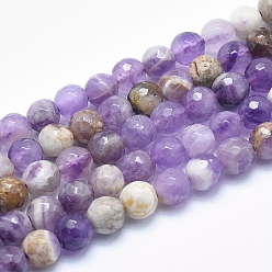 Аметист Нити из натуральных шевронных аметистовых бусин, граненые, круглые, 6 мм, отверстие : 0.8 мм, около 70 шт / нитка, 15.7 дюйм