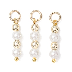 Золотой Подвески из ракушечного жемчуга с круглыми бусинами из синтетического немагнитного гематита, подвески из бисера с 304 соединительными кольцами из нержавеющей стали, белые, золотые, 18x4 мм, отверстие : 3.5 мм