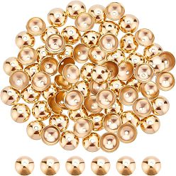 Золотой 304 из нержавеющей стали шарик крышки, безлепестковый, золотые, 6x2 мм, отверстие : 0.8 мм, 80 шт / коробка