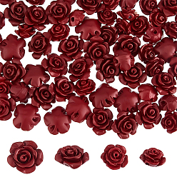 Rojo Oscuro 80 piezas 2 estilos de cuentas de cinabrio talladas, flor color de rosa, de color rojo oscuro, 10.5~12x10~14x6~7 mm, agujero: 1~1.6 mm, 40 piezas / estilo