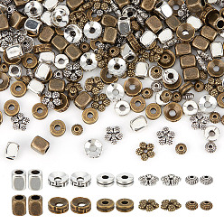 (52) Непрозрачная лаванда 500шт 10 стили тибетский стиль сплава разделительные бусины наборы, цветок, рондель и кубовидный, разнообразные, разноцветные, 5~7.5x2~6.5 мм, отверстие : 1~3 мм, 50 шт / стиль