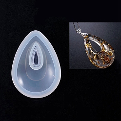 Белый Силиконовые формы, формы для литья смолы, для уф-смолы, изготовление ювелирных изделий из эпоксидной смолы, слеза, белые, 52x39x13 мм, отверстие : 8x16 мм, Внутренние размеры: 43x30 mm