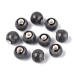 Серый Фарфоровые бусины ручной работы, рондель, фантазии античного стекла фарфора, серые, 8.2~9x7~7.5 мм, отверстие : 2.5~3 мм