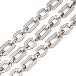 Нержавеющая Сталь Цвет 201 Овальные цепочки из нержавеющей стали с прямоугольными звеньями, несварные, с катушкой, цвет нержавеющей стали, ссылка: 10.5x8.5x1.5мм и 12x8x1.5мм