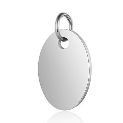 Stainless Steel Color Tarnish Resistant 201 Stainless Steel Stamping Blank Tag Charms, Mirror Polished Finish, Oval, Stainless Steel Color, 14x9.5x1mm, Hole: 3.5mm