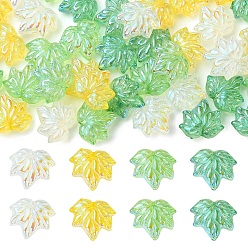 (52) Непрозрачная лаванда 40шт 4 цвета гальваники прозрачные стеклянные бусины, лист, с блеском порошок, разноцветные, 12.5x14.5x6 мм, отверстие : 1.2 мм, 10 шт / цвет