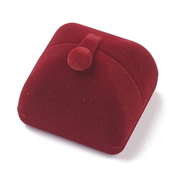 Темно-Красный Бархатная коробка для колец, двойная откидная крышка, идеально подходит для помолвки невесты свадебной фотографии, одно кольцо, красные, 6.9x6.4x6.1 см