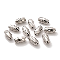 Platinum CCB Plastic Beads, Column with Flower, Platinum, 11x5.5mm, Hole: 1.6mm