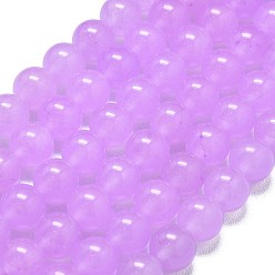 Фиолетовый Натуральный Malaysia нефритовые бусы пряди, окрашенная и подогревом, круглые, фиолетовые, 8~8.5 мм, отверстие : 1.2 мм, около 48 шт / нитка, 14.96 дюйм (38 см)