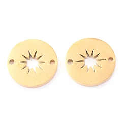Золотой 304 соединительные звенья нержавеющие, плоские круглые со звездой, золотые, 10x1.2 мм, отверстие : 1 мм