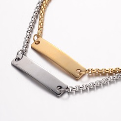 (52) Непрозрачная лаванда 304 из нержавеющей стали ID браслеты, прямоугольные, с цепочками и застежками для омаров, разноцветные, 7-1/4 дюйм (185 мм), 2 мм