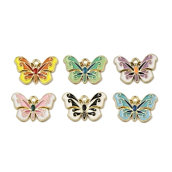 (52) Непрозрачная лаванда Подвески из эмали и сплава, подвески с напечатанными бабочками, золотые, разноцветные, 15x22x2 мм, отверстие : 1.8 мм