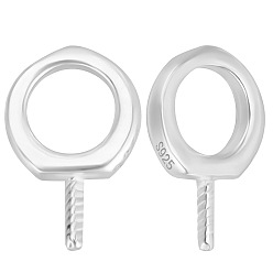 Платинированный 10 шт. 925 серебряные шурупы с ушком, кольцо, для полуполых бусин , Реальная платина, 9x6x1 мм, отверстие : 4 мм, штифты : 0.6 мм, 10 шт / комплект