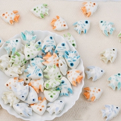 Fish Ручной фарфоровые керамические шарики, пастельный фарфор, рыба, 17x20.5x8 мм, отверстие : 2 мм