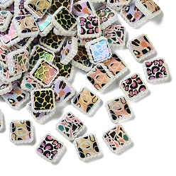 Квадрат Радужные переливающиеся напечатанные непрозрачные акриловые бусины, смешанный стиль, квадратный, 22x22x6 мм, отверстие : 3 мм